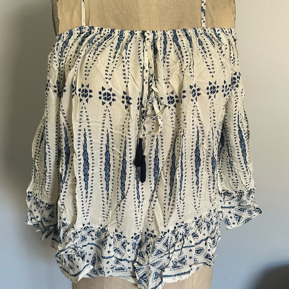 Hayden Blue and White Blouse XL NWT